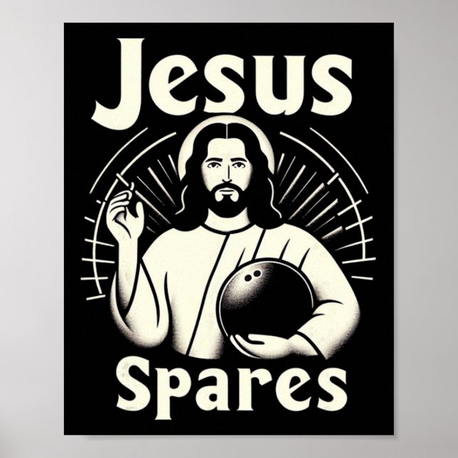 Jesus spart Männer Frauen Kinder 10 Button Bowling Poster (Vorne)