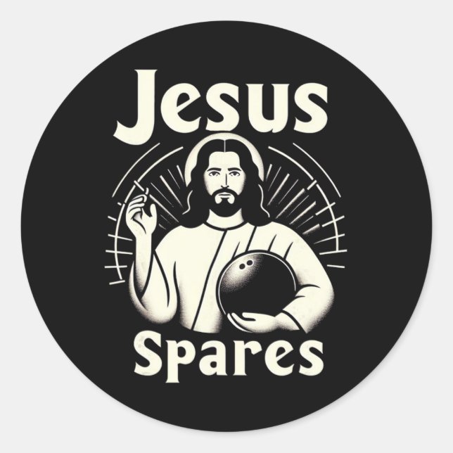 Jesus spart Männer Frauen Kinder 10 Button Bowling Runder Aufkleber (Vorderseite)