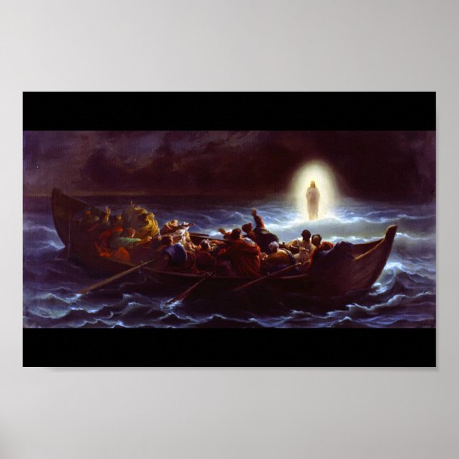 Jesus Spaziergang auf dem Wasser, Amedee Varin Poster (Vorne)