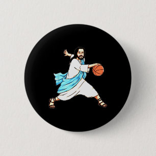 Jesus spielt Basketball Spaß Weihnachten Button
