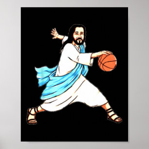 Jesus spielt Basketball Spaß Weihnachten Poster