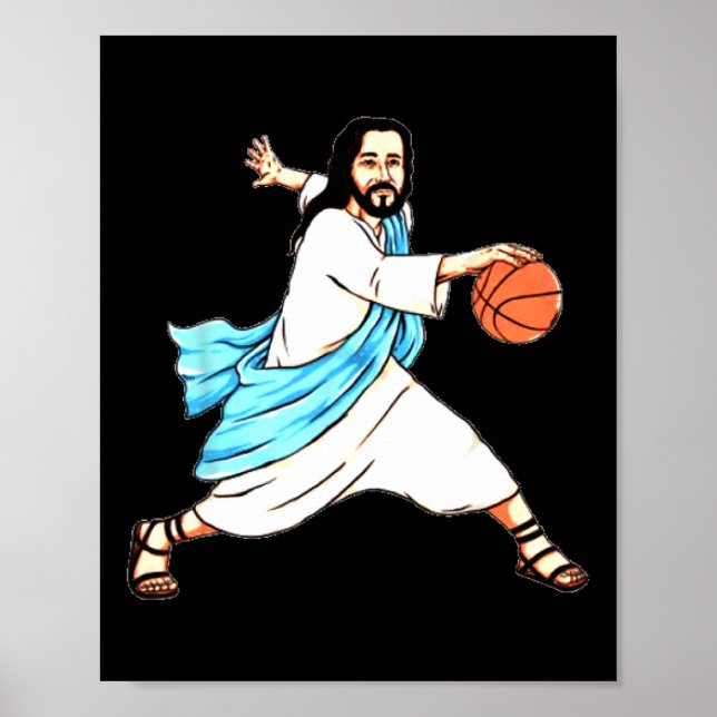 Jesus spielt Basketball Spaß Weihnachten Poster (Vorne)