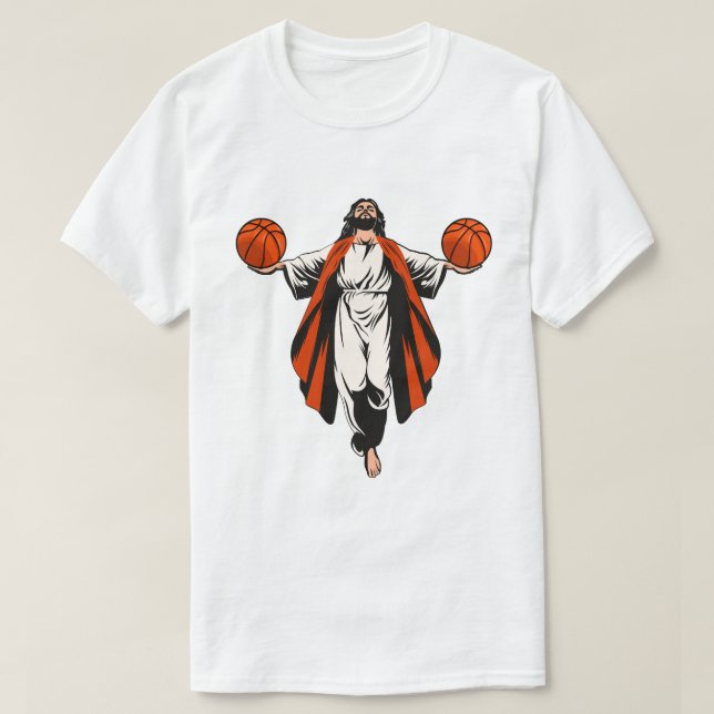 Jesus spielt Basketball T-Shirt (Design vorne)