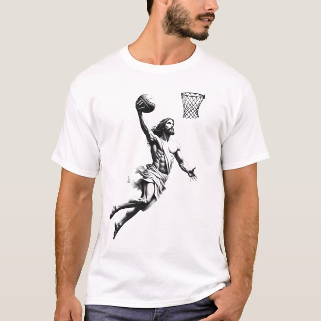 Jesus spielt Basketball Vintag Retro 90er T-Shirt (Vorderseite)