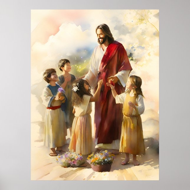 Jesus spielt mit Kindern Poster (Vorne)