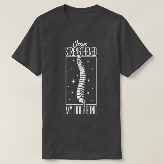 Jesus stärkt meine Rückenbein-Wirbelsäule-Operatio T-Shirt (Design vorne)