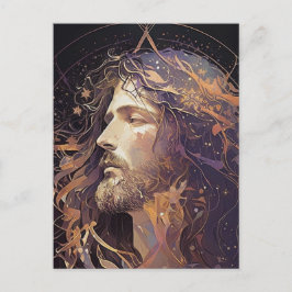 Jesus Stated Glass Postcard Postkarte