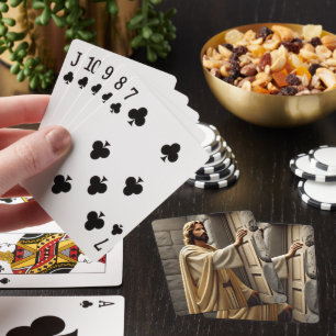 Jesus Stehend bei gewitterter Tür Spielkarten