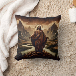 Jesus Stehend in den majestätischen Bergen der Däm Kissen