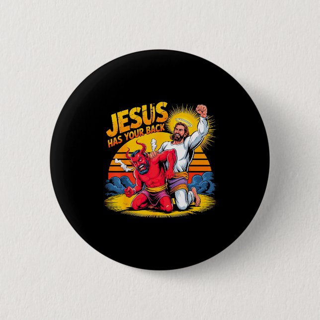 Jesus steht hinter dir Christlicher Glaube  Button (Vorderseite)