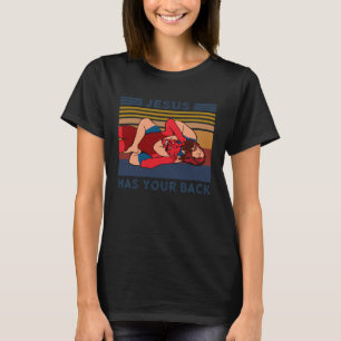 Jesus steht hinter dir Wrestling Retro Vintage Sti T-Shirt