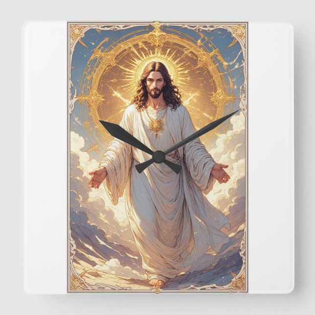 Jesus steigt auf Christliche Wanduhr (Vorderseite)