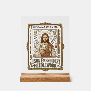 Jesus Stickerei Nadelarbeit Jesus Stickerei Nadel Acrylschild