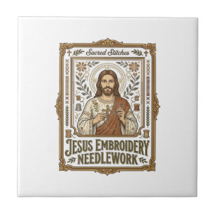 Jesus Stickerei Nadelarbeit Jesus Stickerei Nadel Fliese