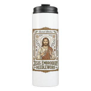Jesus Stickerei Nadelarbeit Jesus Stickerei Nadel Thermosbecher