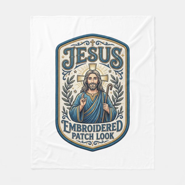 Jesus Stickpatch Blick Jesus Stickerei Patch Fleecedecke (Vorderseite)
