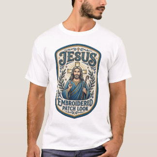 Jesus Stickpatch Blick Jesus Stickpatch T-Shirt