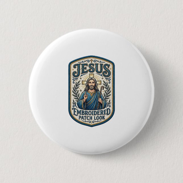 Jesus Stickpatch Look Jesus Stickpatch Button (Vorderseite)