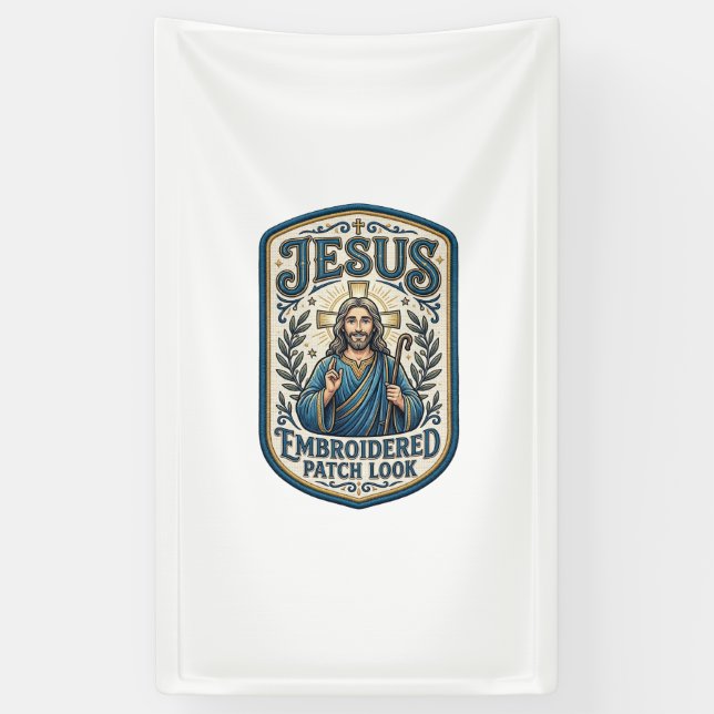 Jesus Stickpatch sieht Jesus besticktes Patch Banner (Vertikal)