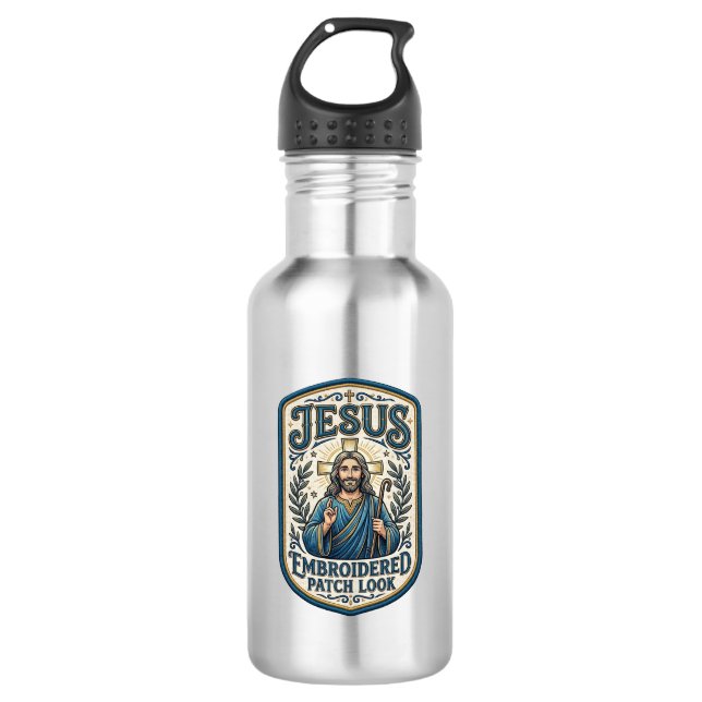 Jesus Stickpatch sieht Jesus besticktes Patch Edelstahlflasche (Vorderseite)