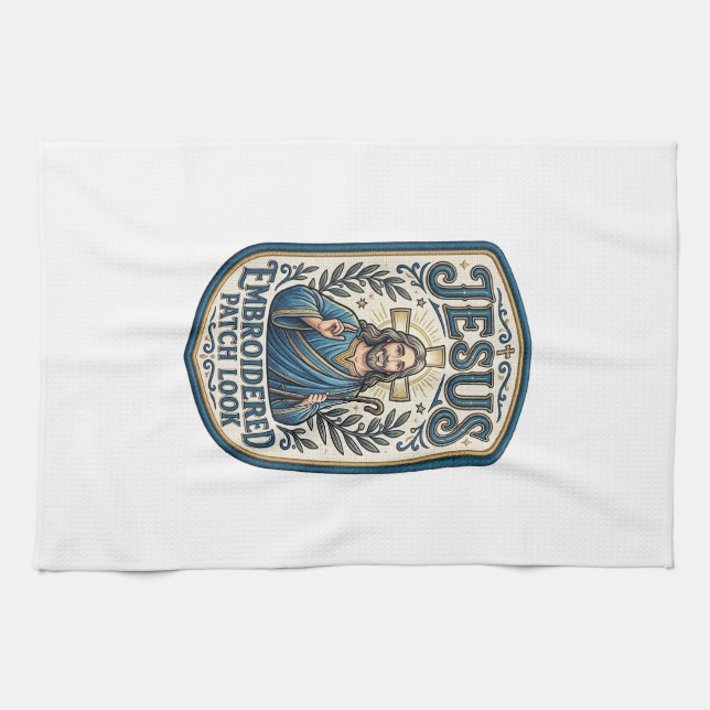 Jesus Stickpatch sieht Jesus besticktes Patch Geschirrtuch (Horizontal)