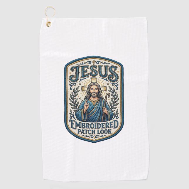 Jesus Stickpatch sieht Jesus besticktes Patch Golfhandtuch (Vorderseite)
