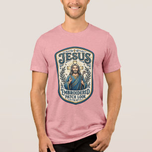 Jesus Stickpatch sieht Jesus besticktes Patch Tri-Blend Shirt