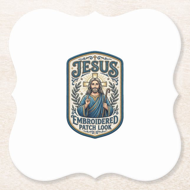 Jesus Stickpatch sieht Jesus besticktes Patch Untersetzer (Vorderseite)