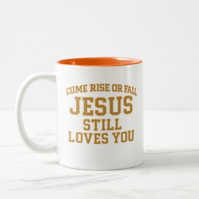 Jesus Still Loves You Design Zweifarbige Tasse (Links)