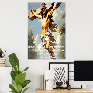 Jesus streckte seine Arme aus Poster