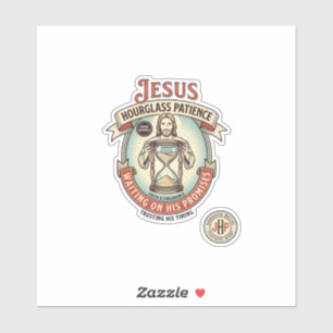 Jesus Stundenglas Geduld Jesus Stundenglas Geduld Aufkleber