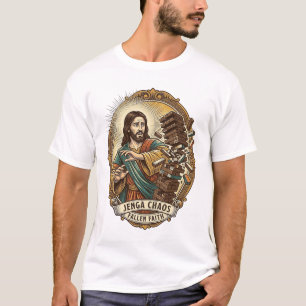 Jesus stürzt Party Jenga Turm Spiel Fail Humor_1 T-Shirt