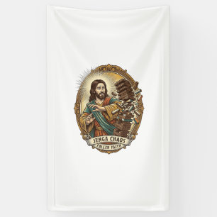 Jesus stürzt Partyturm Jenga Spiel Fail Humor_1 Banner