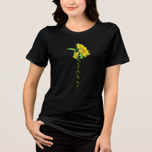 Jesus Sunflower Faith Cross Christianisierung Reli Tri-Blend Shirt