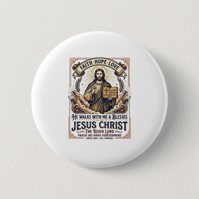 Jesus-Surf-T-Shirt Inspirierender Glaube Button (Vorderseite)