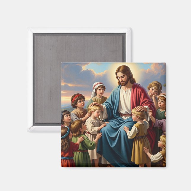 Jesus Surrounded by Children Magnet (Vorderseite/Rückseite)