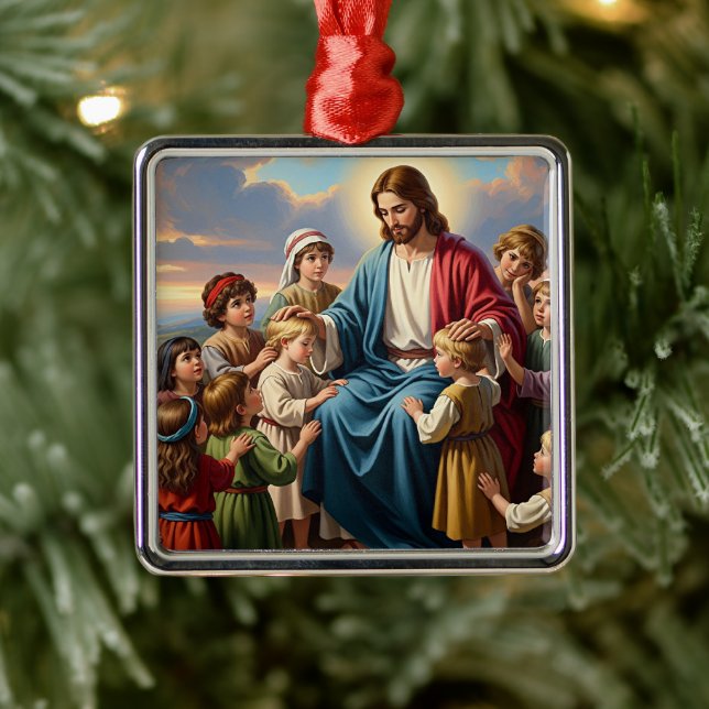 Jesus Surrounded by Children Ornament Aus Metall (Baum)