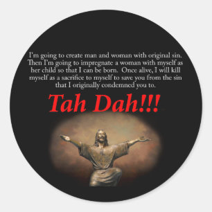 Jesus. Tah Dah!! Runder Aufkleber