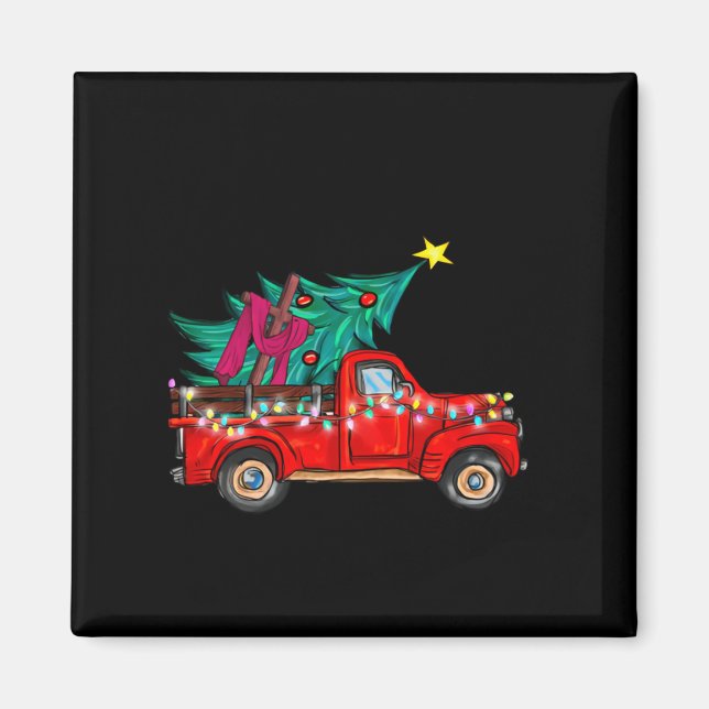 Jesus Take The Wheel Red Truck Christmas Tree Chri Magnet (Vorne)