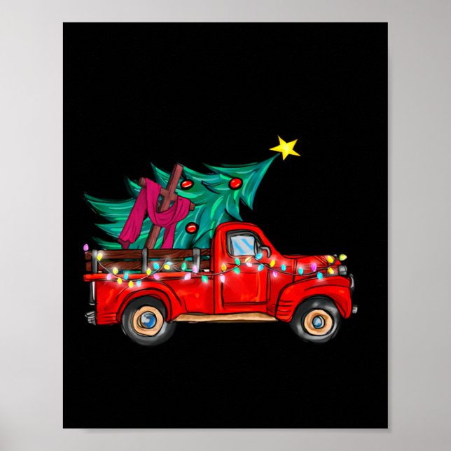 Jesus Take The Wheel Red Truck Christmas Tree Chri Poster (Vorne)