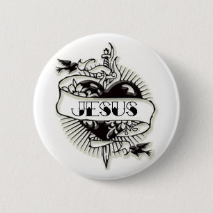 Jesus-Tätowierung Button