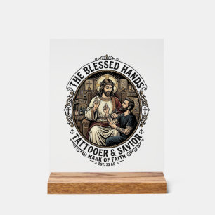 Jesus Tattoo Artist Studio T-Shirt Inspirierend F Acrylschild