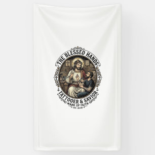 Jesus Tattoo Artist Studio T-Shirt Inspirierend F Banner