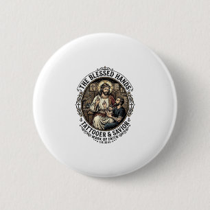 Jesus Tattoo Artist Studio T-Shirt Inspirierend F Button