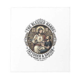 Jesus Tattoo Artist Studio T-Shirt Inspirierend F Notizblock