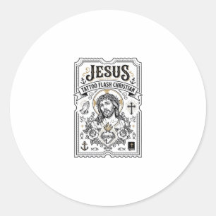 Jesus Tattoo Vorlage Christlich Jesus Tattoo Vorla Runder Aufkleber