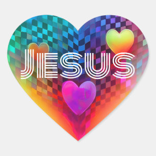 Jesus Techno Heart Herz-Aufkleber