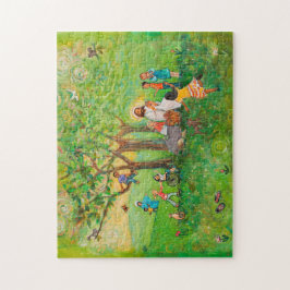 Jesus teilt Gemeinschaft mit dem Puzzle der Kinder