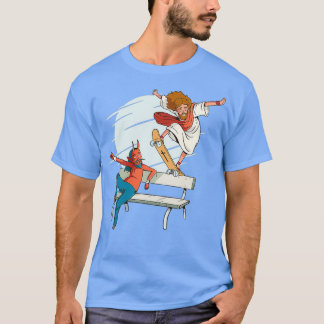 Jesus Teufel Jesus und der Teufel kreuzen Skateboa T-Shirt