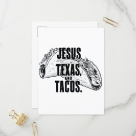 Jesus Texas und Tacos Funny Food Cinco De Mayo Einladungspostkarte